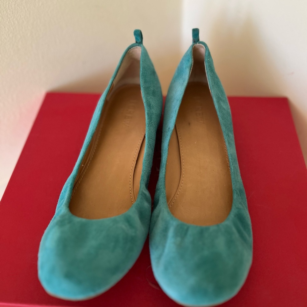J. Crew Factory Elegant Teal Suede Women's Flats